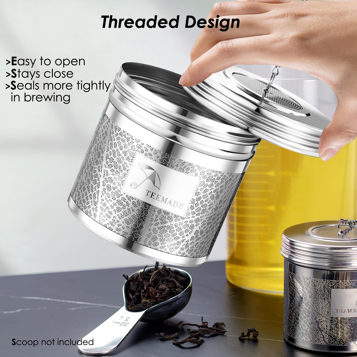 Extra Large Tea Infuser for Loose Tea & Spice Infuser for Cooking,304 Stainless Steel Tea Filters,Extra Fine Mesh Tea Strainers for Black Tea,Iced Tea,Herbs & Soup Etc - Image 6