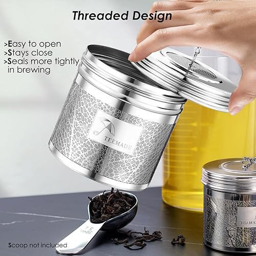 Miniatura 6 de Infusor de té extra grande para té suelto y especias para cocinar, filtros de té de acero inoxidable 304, coladores de té de malla extra fina para