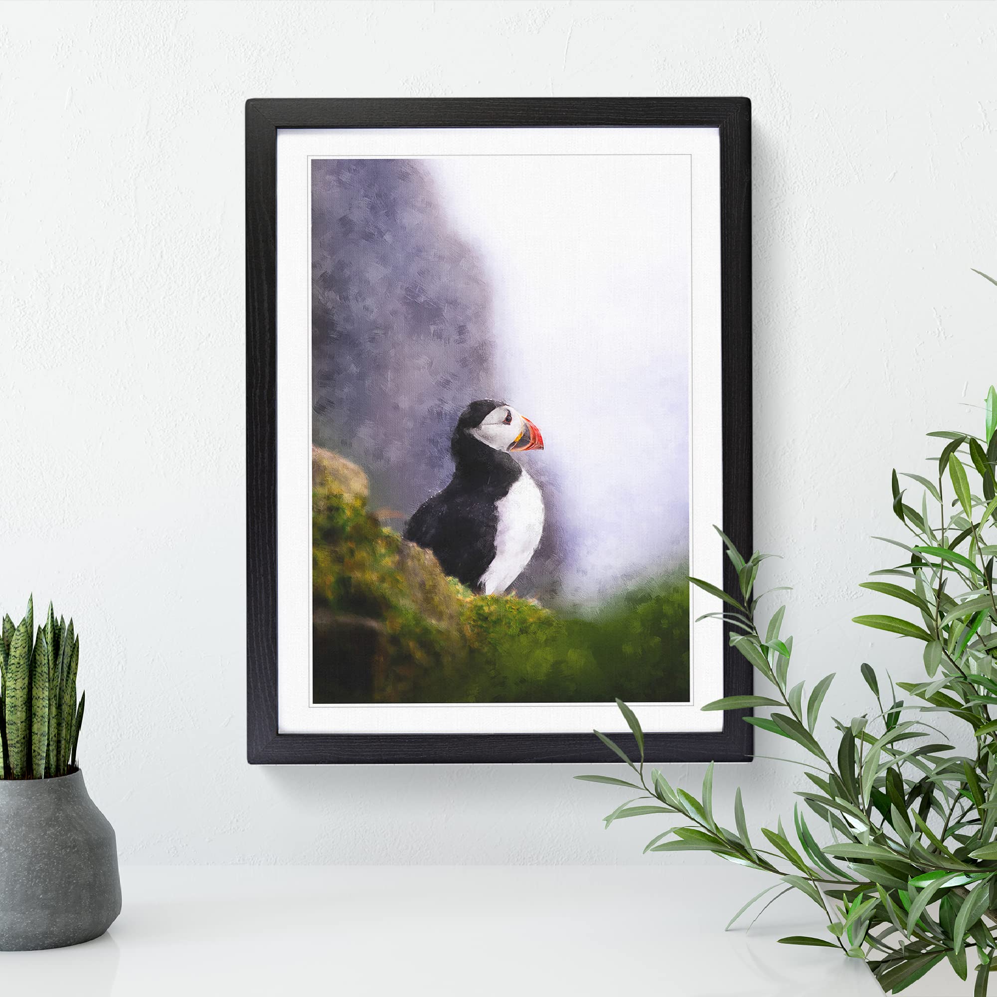 Atlantic Puffin Birds Vol.7 Painting Modern Framed Wall Art Print - Image 2