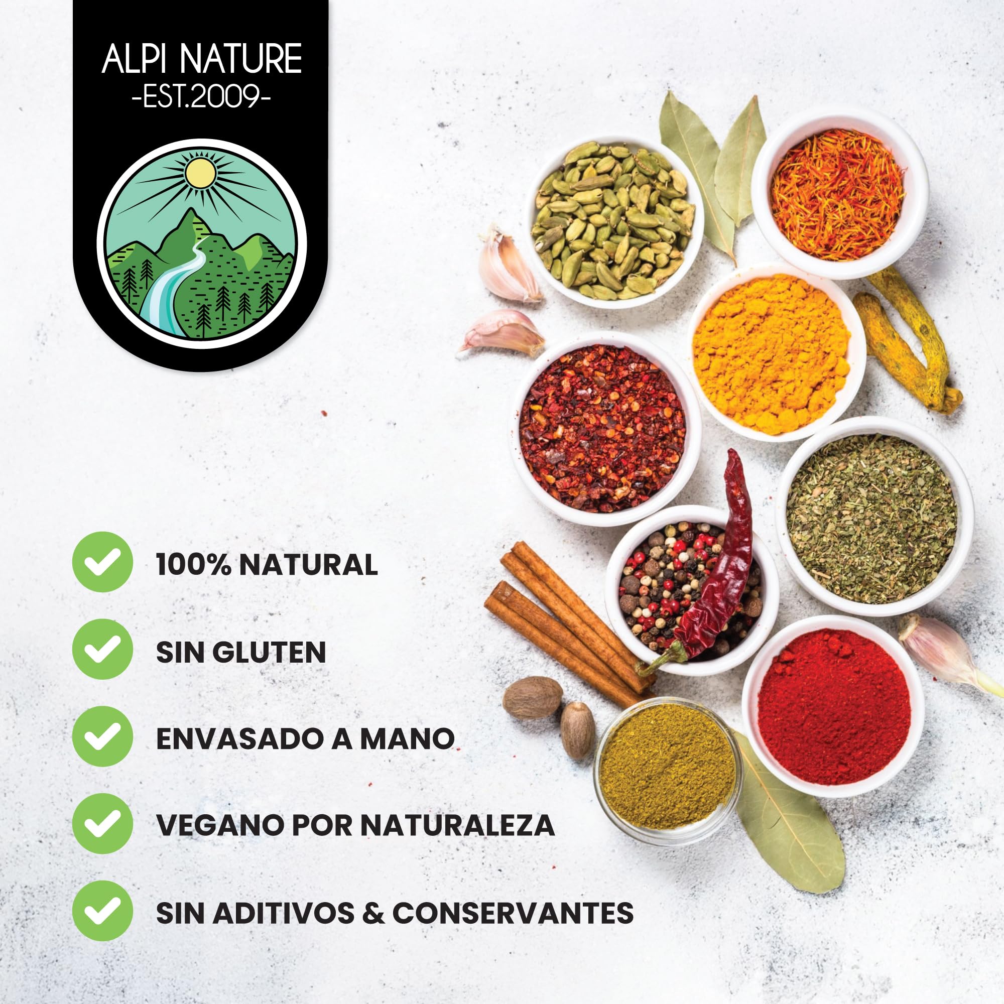 Alpi Nature Cúrcuma en Polvo 500g, Raíz de Cúrcuma Molida para Cocinar y Preparar Leche Dorada