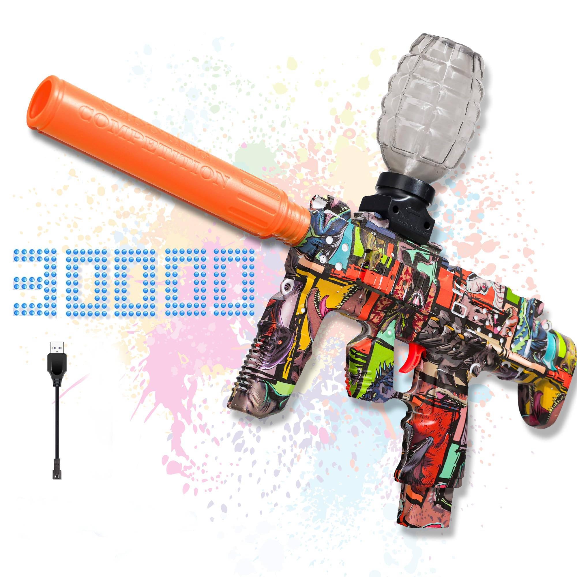 Electric Gel Ball Blaster Gun, High Speed Automatic Splatter Ball Blaster, Rechargeable Automatic Toy with USB Charging, Summer Outdoor Beach Swimming