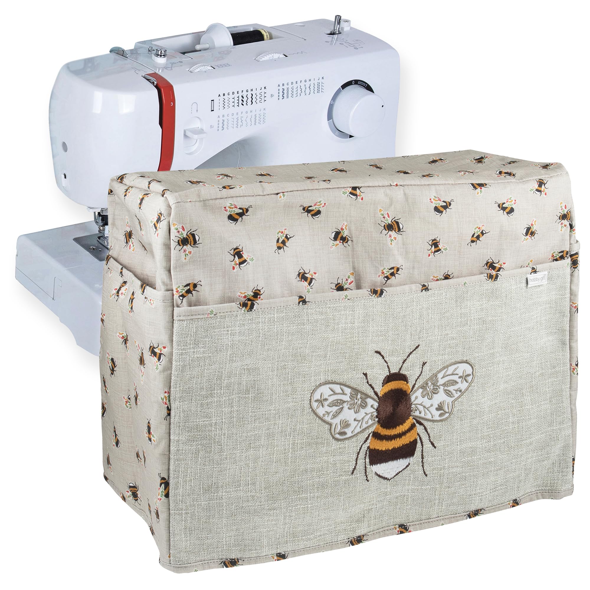 Hobby Gift Exclusive Sewing & Embroidery Machine Cover with Pockets, Dust, for Most Standard Machines Singer Brother, Bee