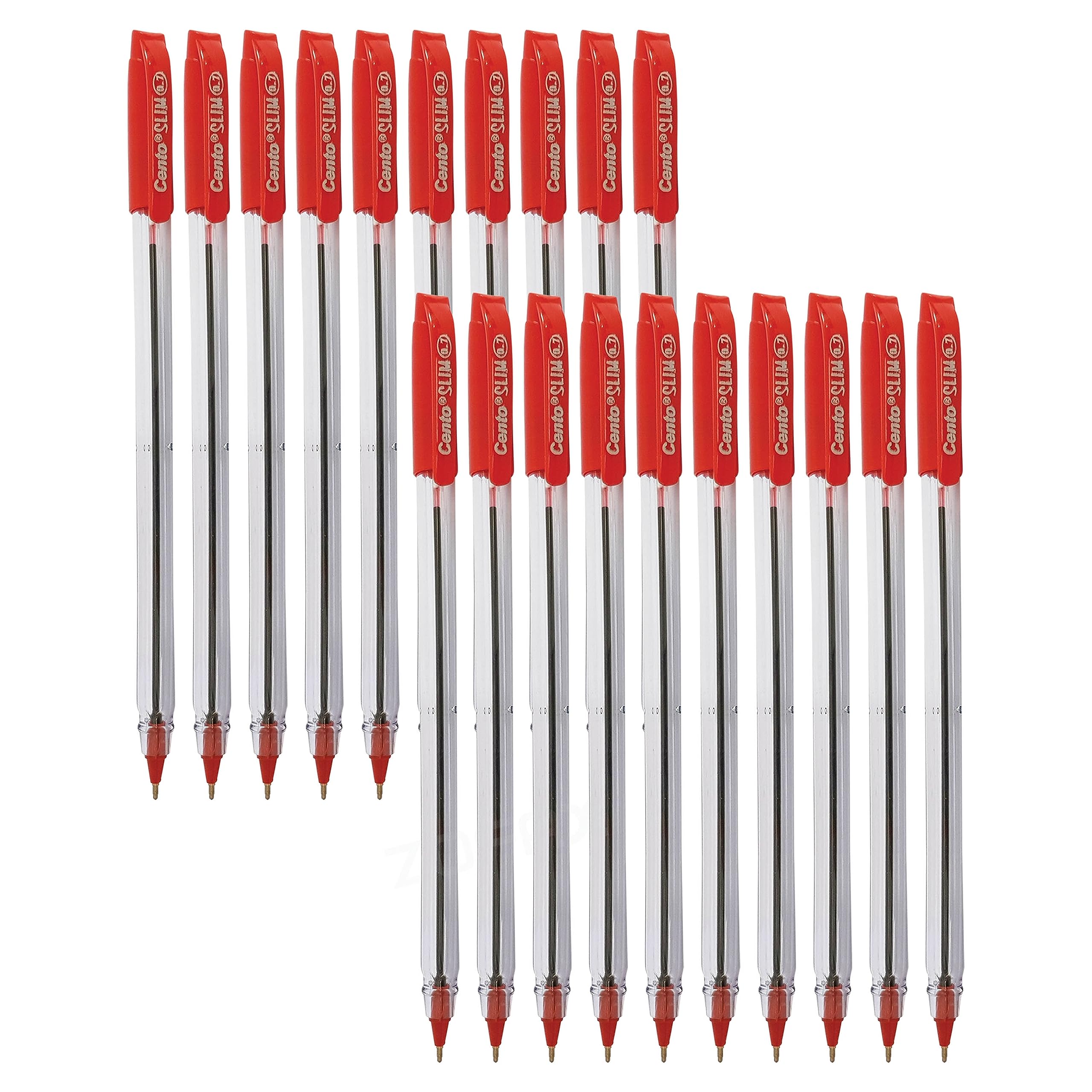 Slim Ballpoint Pens, RED, Pack of 20, Fine Point (0.7mm), Smooth Writing Biro Ball Pens, Ultra-Glide Smooth Ink - Image 2