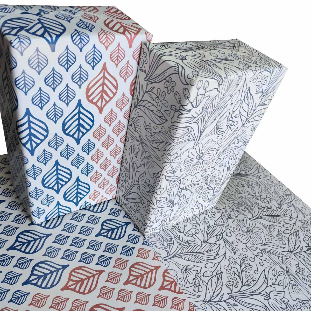 eVincE Leaf with Sepal dual tone Gift Wrapping Paper | 2 designs, 25 Sheets each |Beautiful Wraping Paper for Birthday Anniversary Christmas Diwali Gifts (Pack of 50) (50 x 70 cms)