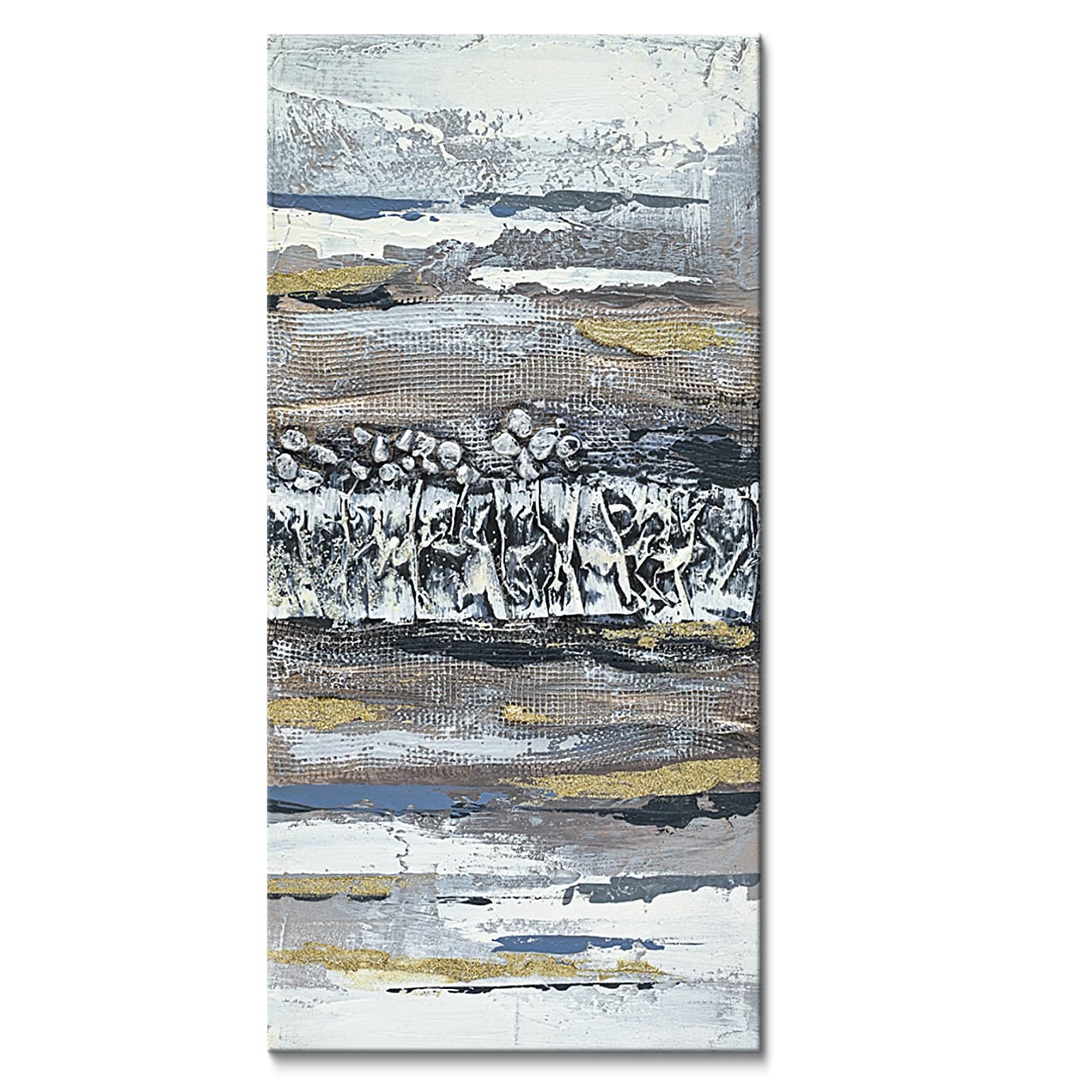 Framed Textured Abstract Wall Art 30x60 cm Modern 3D Paint Pattern Canvas Print Colorful Artistic Decor for Living Room Bedroom Office or Hallway