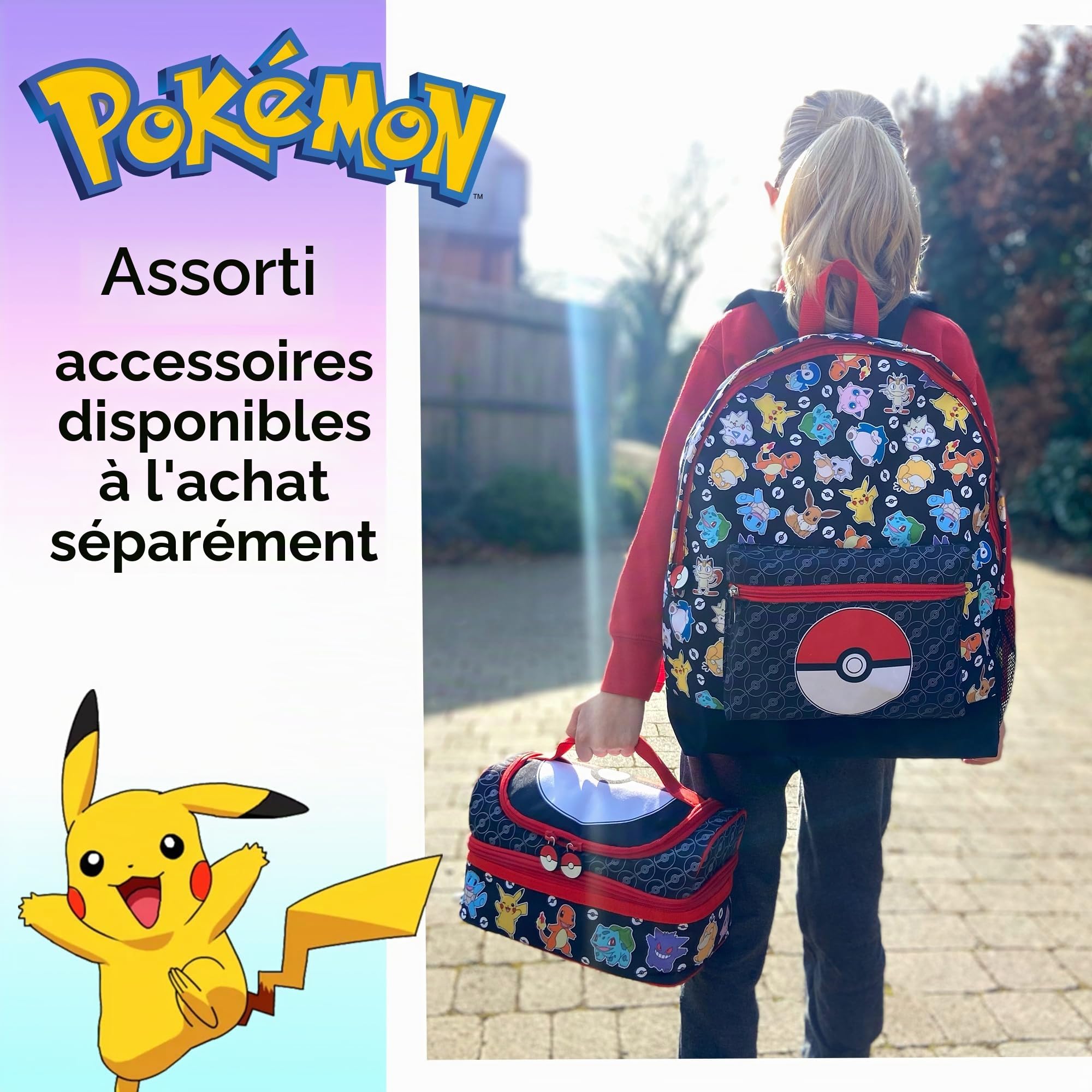 Pokémon Sac à déjeuner multi-compartiments pour enfants, isolation thermique, à double étage, pour garçons