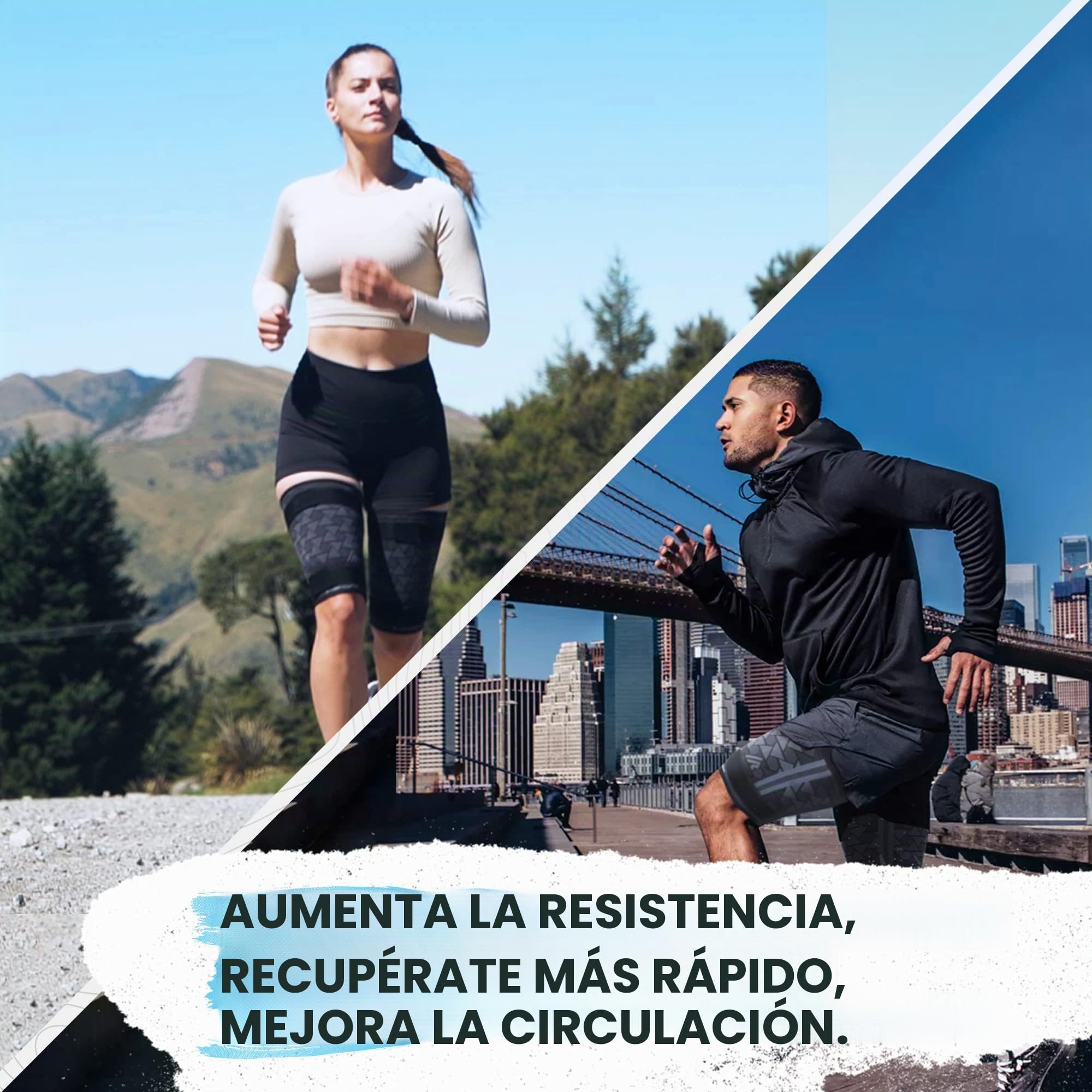 Always Ready, funda de soporte de compresión para muslos (2 por paquete) con paquete de gel frío y caliente para isquiotibiales y cuádriceps, hombres y mujeres, correas de compresión (L)