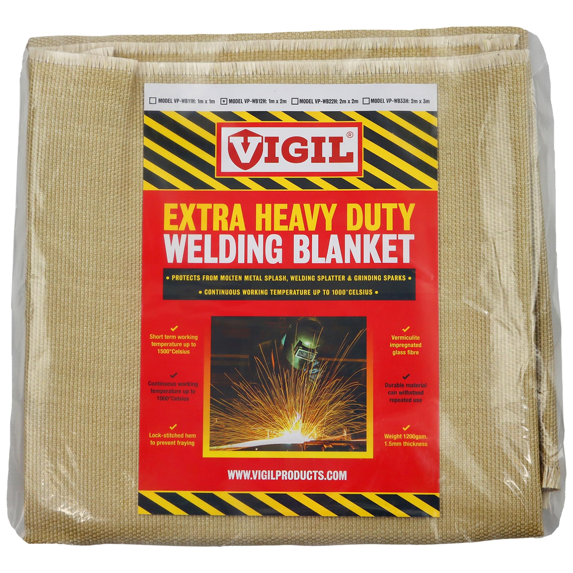 Heavy-Duty Welding Blankets for Industrial Use - Vermiculite-Impregnated Glass Fibre Blanket - Heat Resistant up to 1500°C - Protects Work Area from Sparks - Flame Retardant Fabric - 1m x 2m