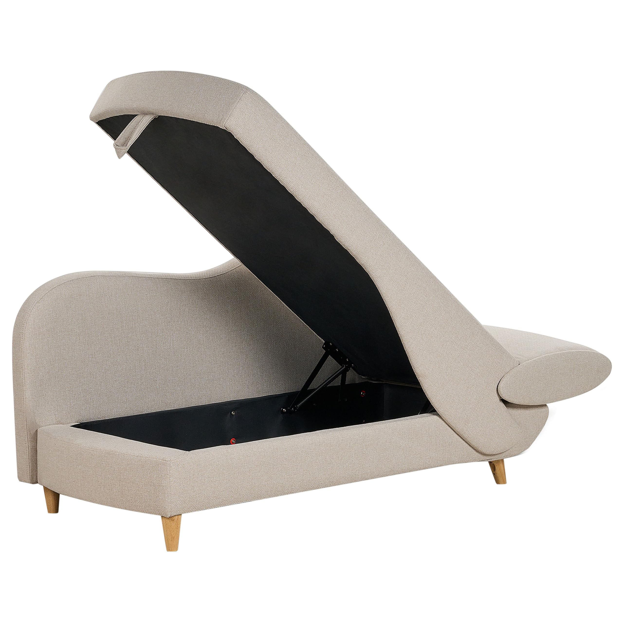 Beliani Chaiselongue Leinenoptik beige rechtsseitig mit Stauraum Kissen modern Meri II