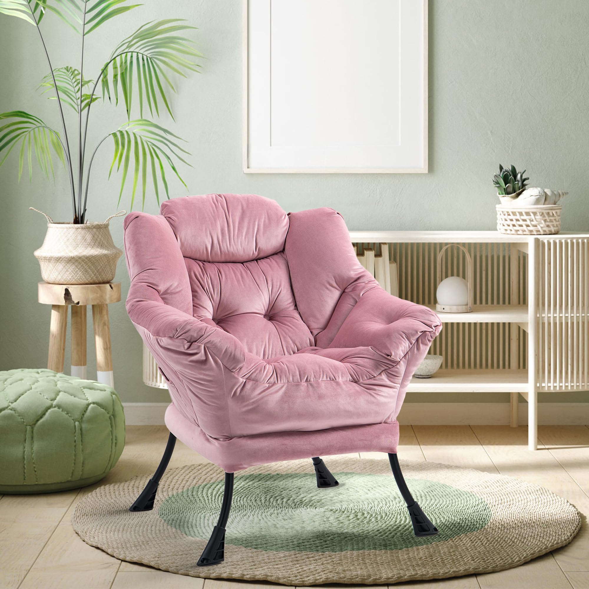 Poltrona Relax A Forma Di Petalo WOLTU - Gambe Oro, Portata 150kg, Velluto Rosa Per Casa