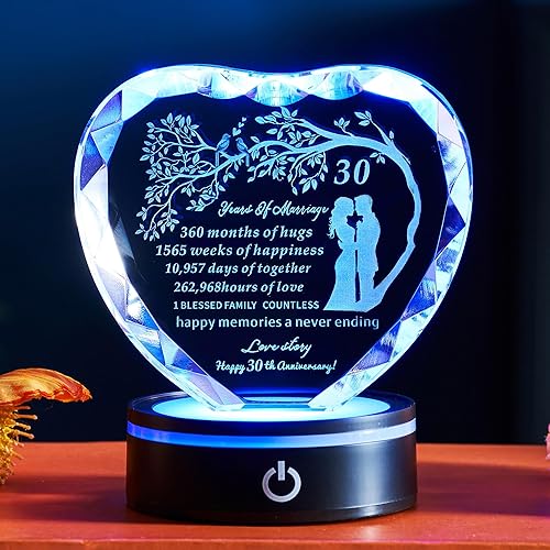 30th Wedding Anniversary Unique Crystal Gifts Ideas for Parents Couple