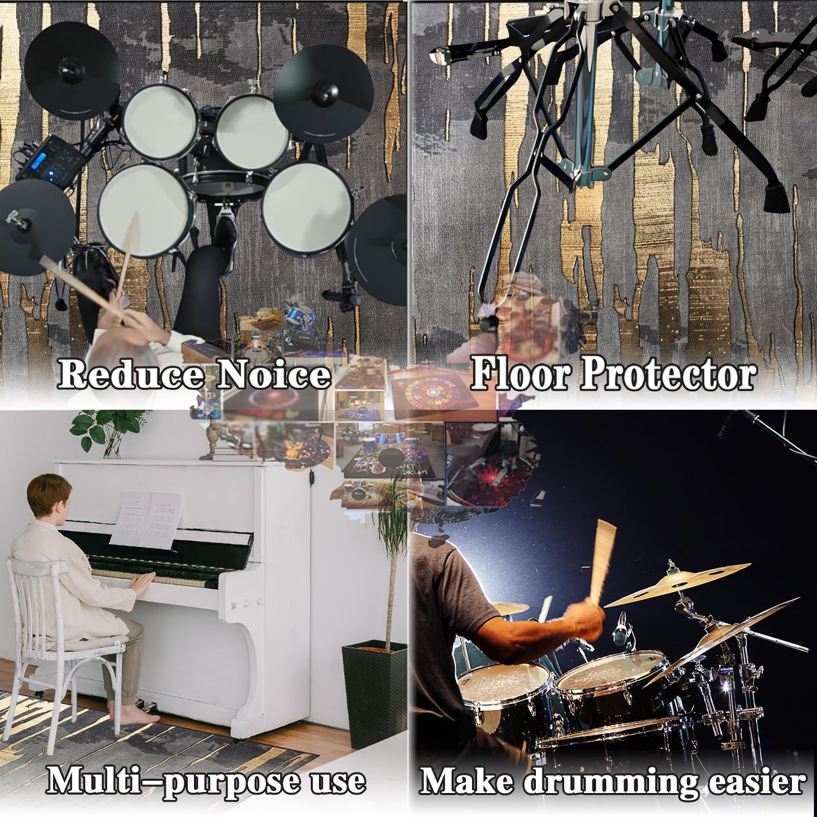 Qesjodfu Batterijmat, antislip geluidsabsorberende mat, trommelmat, professionele elektronische jazzdrumset - voor grote lichtbak en andere instrumentmatten 140 x 100 cm Qesjodfu Batterijmat, antislip geluidsabsorberende mat, trommelmat, professionele elektronische jazzdrumset - voor grote lichtbak en andere instrumentmatten 140 x 100 cm