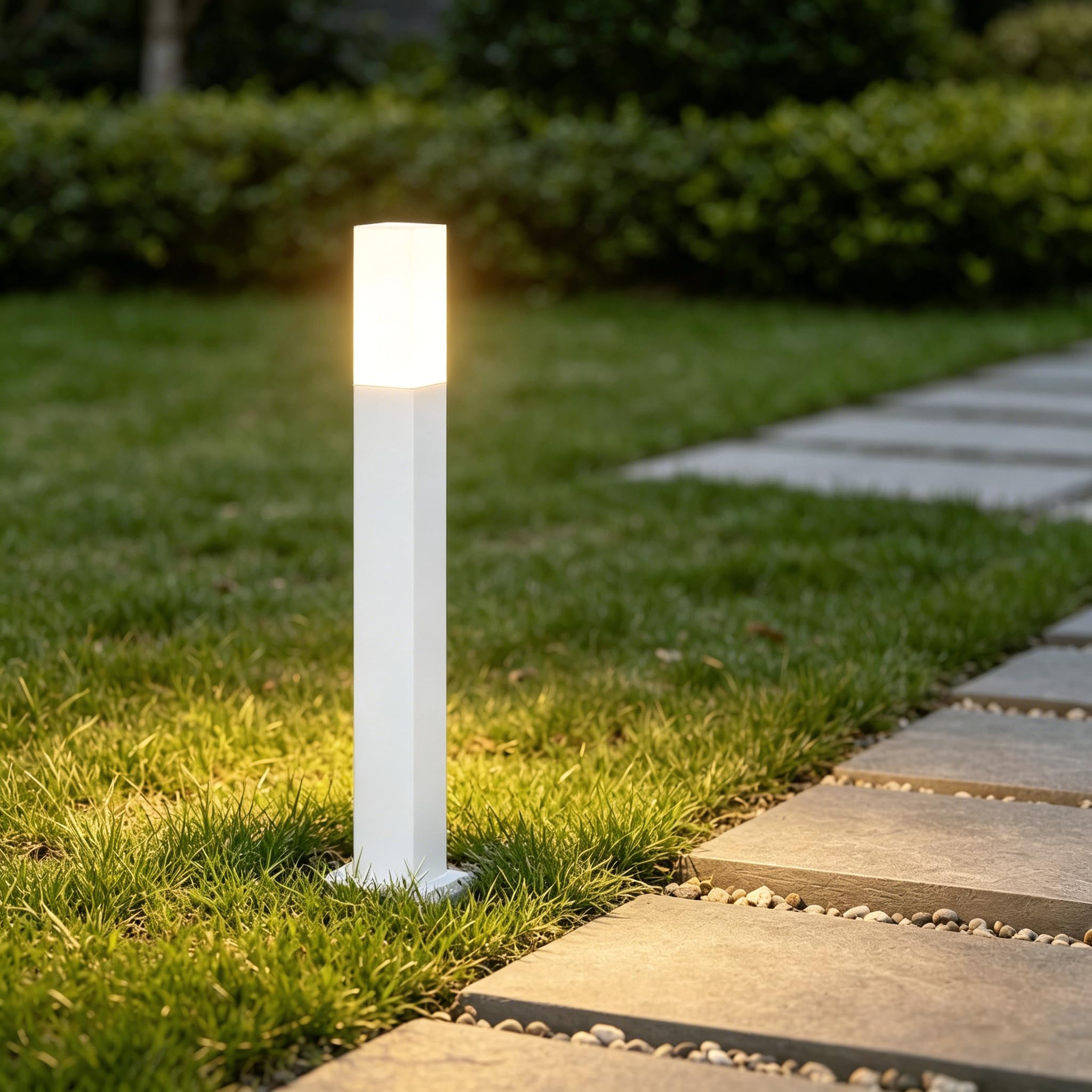 Mai & Mai Lampione da Giardino 3000K, Luminoso da Giardino IP65 Paletti Esterni Led 3.8x3.8x40.6cm in Alluminio per Giardini, Parchi, Aree Residenziali e Ingressi Deus Lumina, Sabbia bianco
