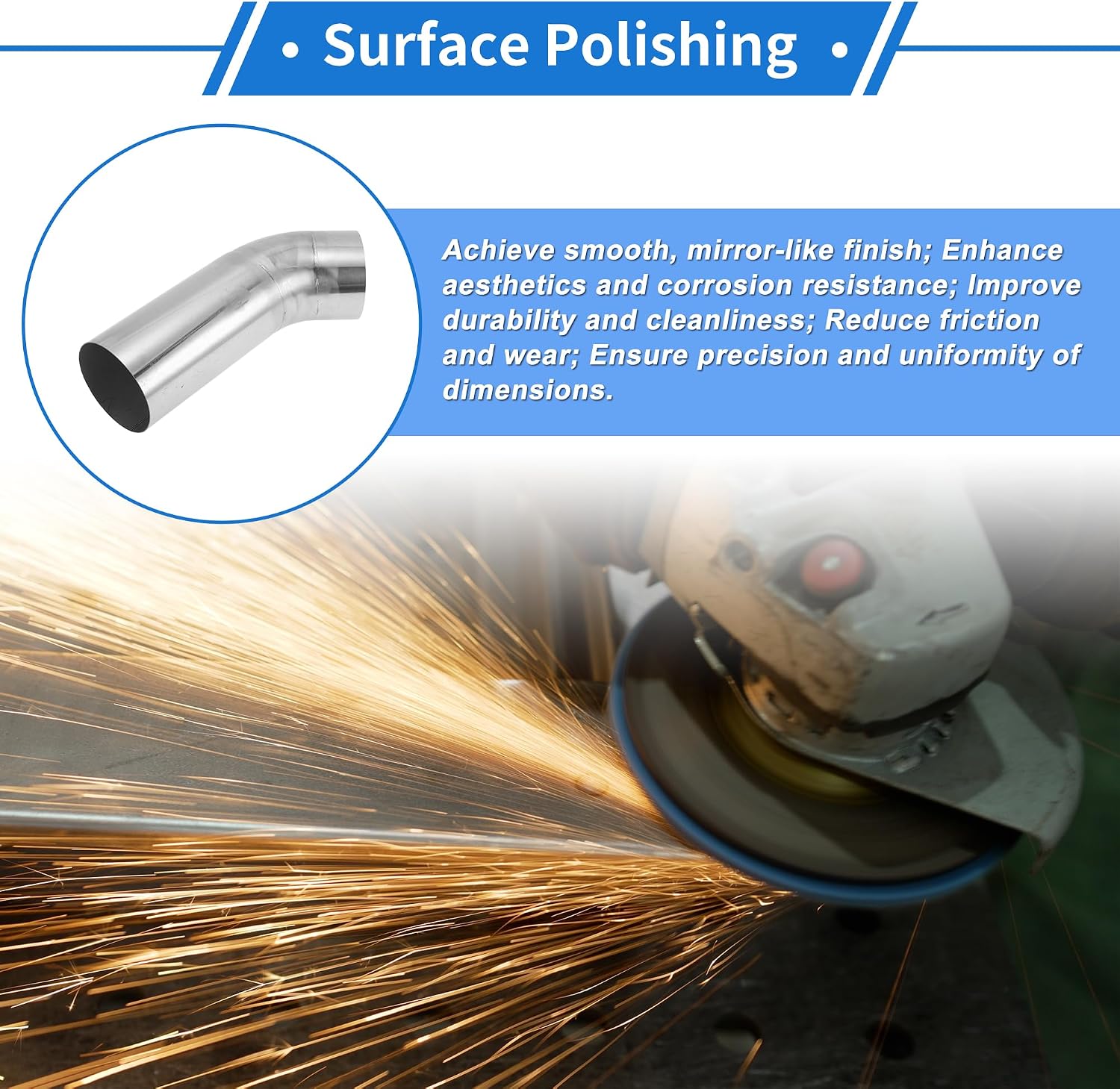 4.25" OD 45 Degrees Mandrel Bend Elbow T304 Stainless Steel Exhaust Tube Pipe Piping Surface Polishing Silver Tone