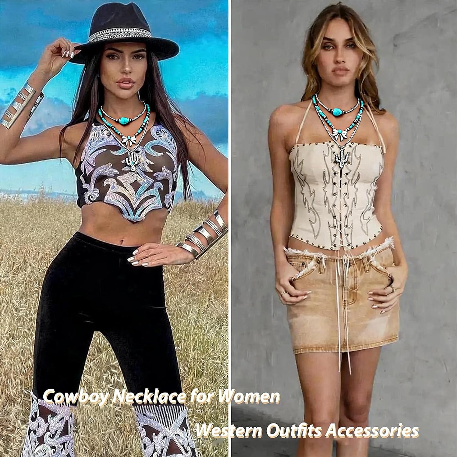 Roe Dolph Western Jewelry for Women Turquoise Jewelry Statement Western Necklace Earrings Set Boho Long Necklace Cowgirl Outfits Country Concert Outfits - Image 5