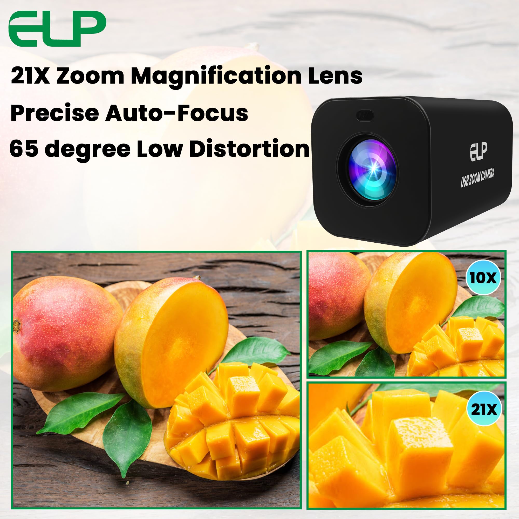 ELP Zoom 21X 4K 30fps Cámara USB 1080P 60fps HDMI USB Webcam enfoque manual PC Web Cam H.265 H.264 Cámara web de alta velocidad para transmisión de iglesia videoconferencia (zoom 21x)