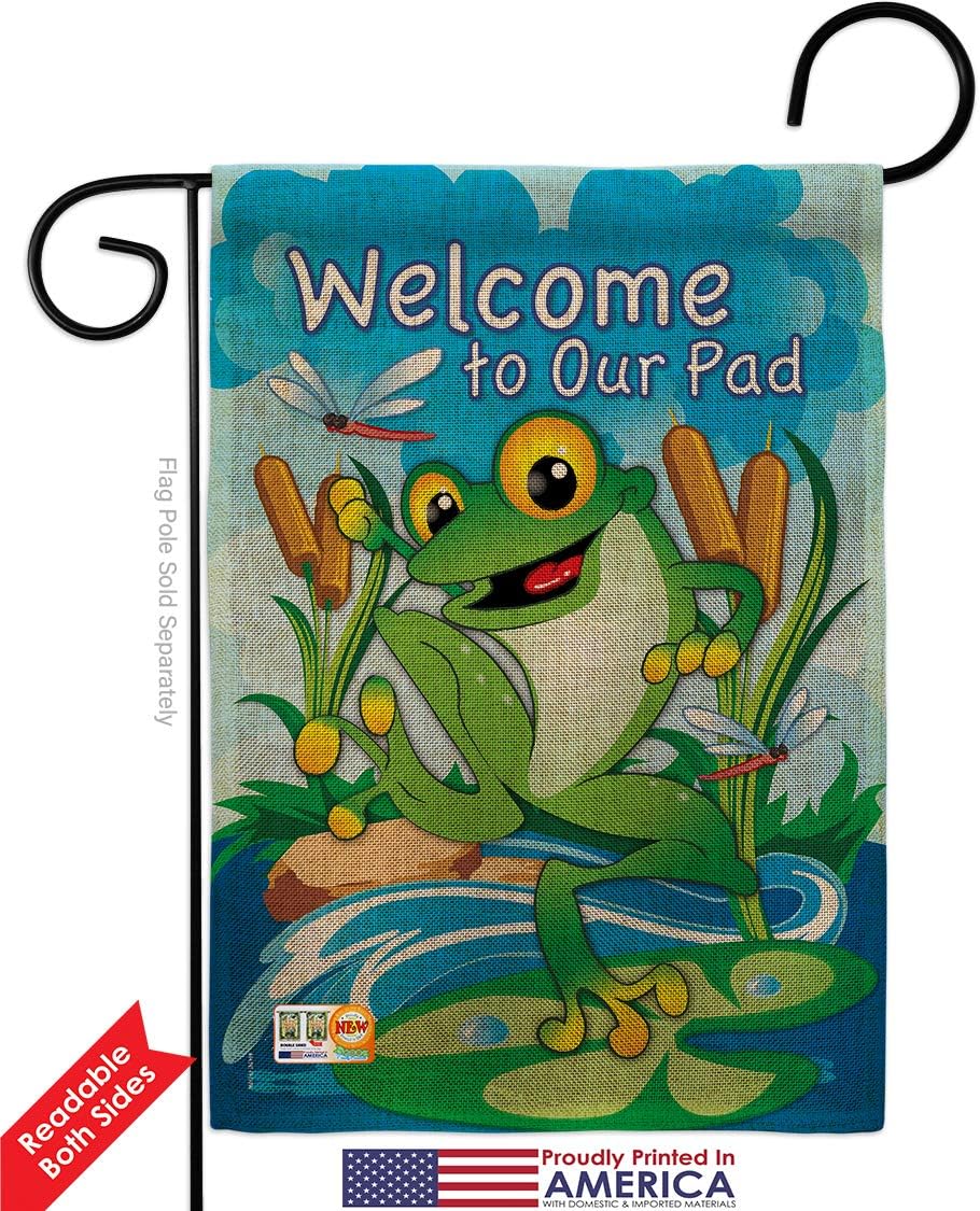 Frog Burlap Garden Flag Animals Critter Bee Ladybug Animal Pet Nature Creature Small Decorative Gift Yard House Banner Double-Sided Made In USA 13 X 18.5