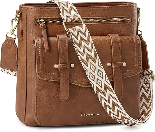 RAINSMORE Crossbody Bag for Women PU Leather Cross Body Purses Handbags Women's Shoulder Bag Trendy Travel Purse