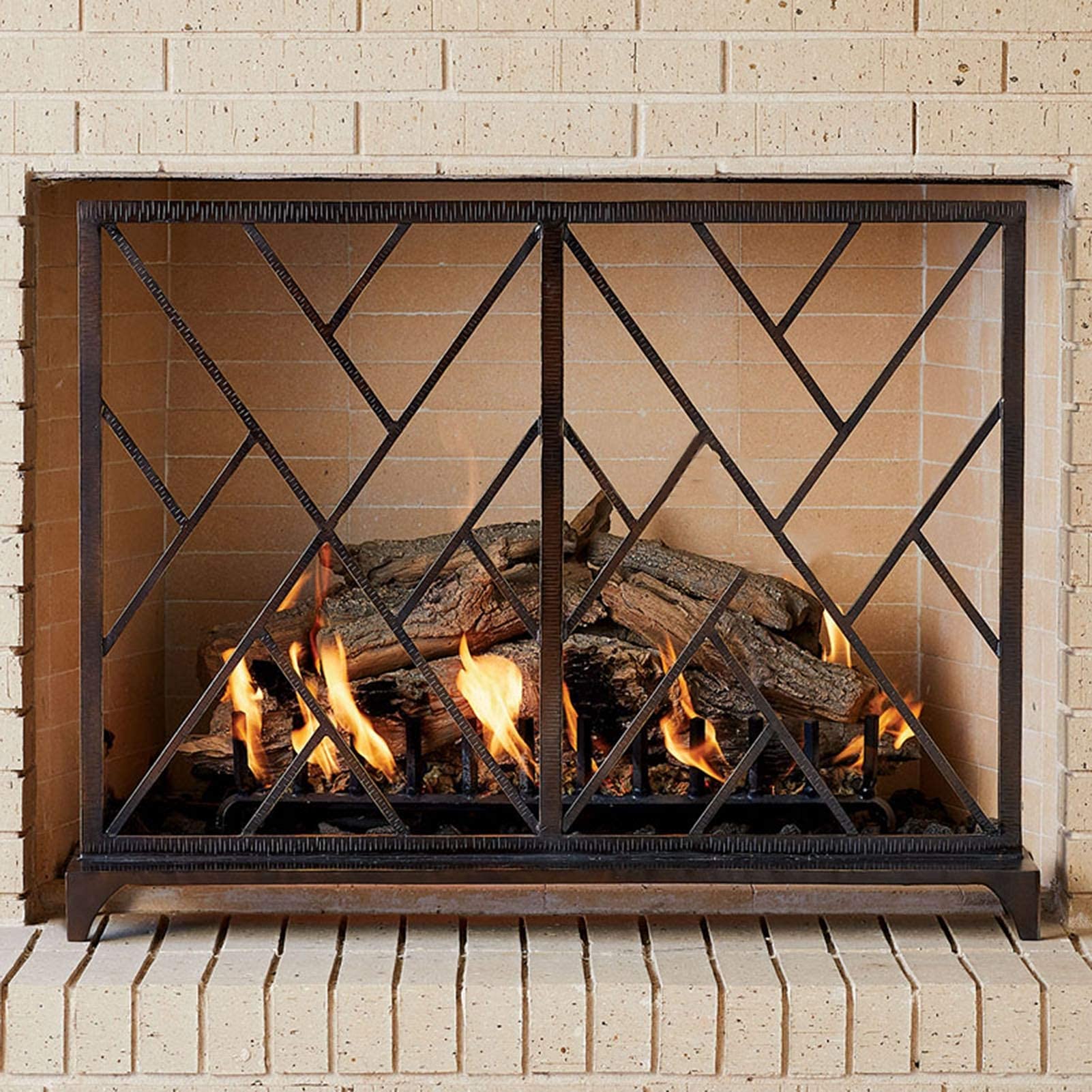 Parascintille in Ferro battuto a Pannello Singolo, Parascintille Piatto Grande per Decorazione Camino del Soggiorno, 39,4 × 7,9 × 30,7 Pollici Present