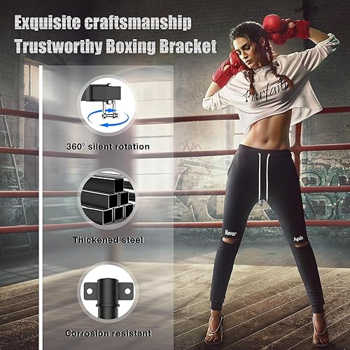 Miniatura 5 de Percha para bolsas pesadas, colgador de pared para saco de boxeo, soporte de pared ajustable para bolsa de boxeo resistente, soporte de montaje para
