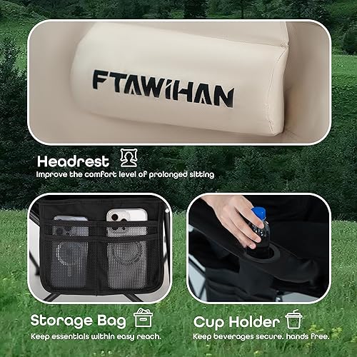 Miniatura 6 de Silla plegable de campamento de gran tamaño, sillas de campamento para adultos, silla de playa, sillas de césped plegables, silla XL, resistente,