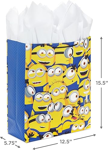 Miniatura 3 de Hallmark Bolsa de regalo extra grande de 15 pulgadas con papel de seda (miniones) para niños, cumpleaños, Navidad