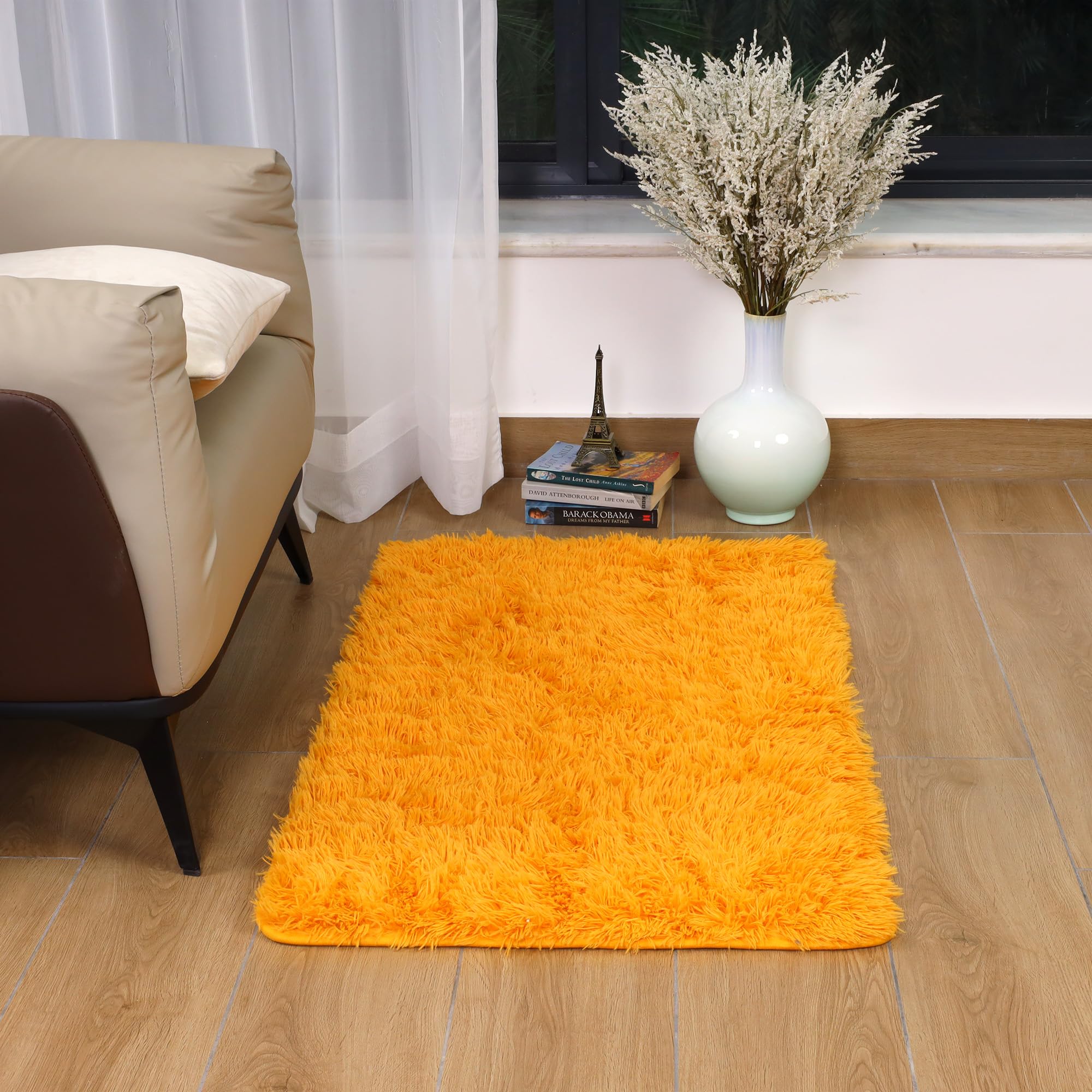 Oxford Homeware Rugs Living Room – Ochre Area Rugs for Bedroom Large 80x150 cm – Modern Soft Non Slip Rug Washable Floor Carpets for Bedside