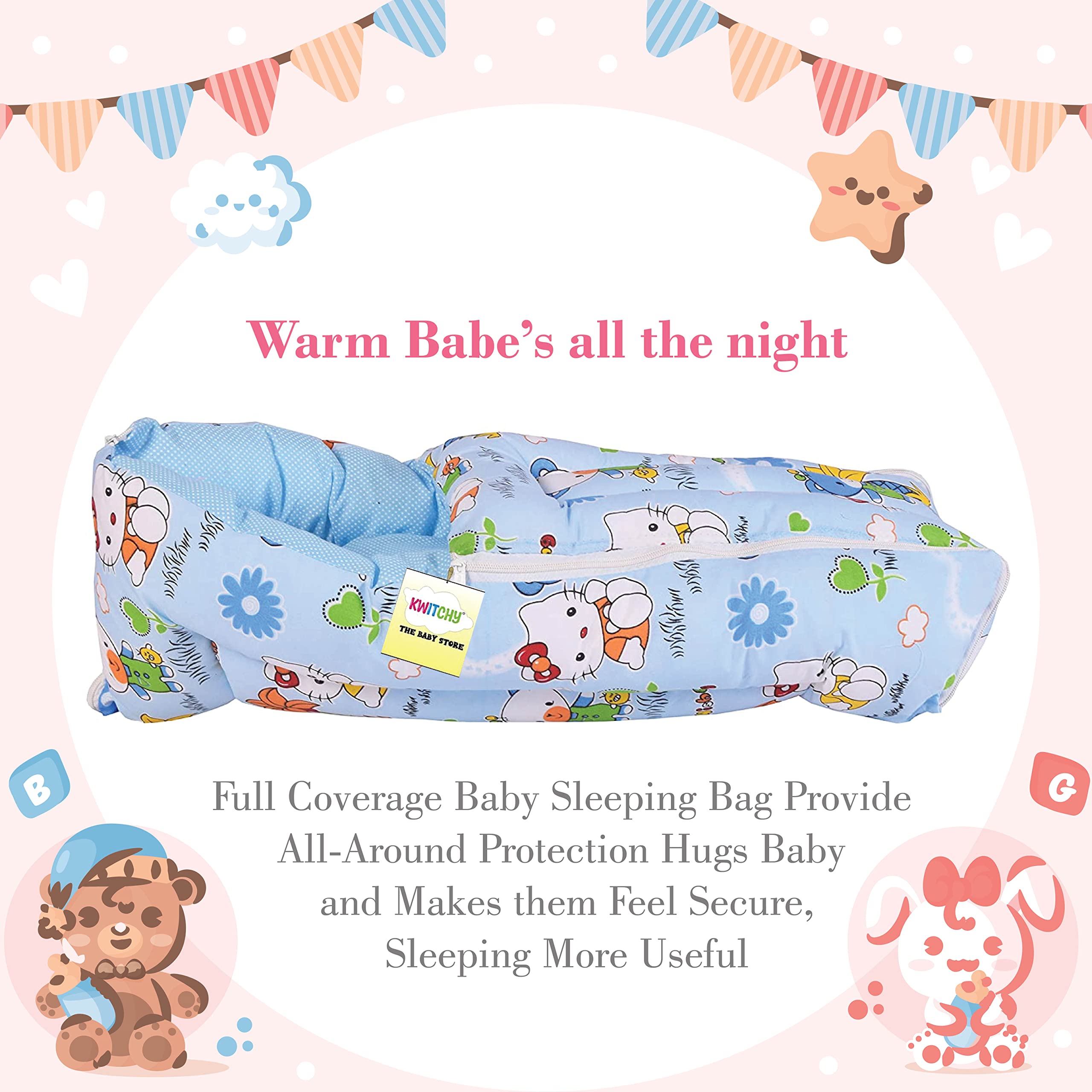 Kwitchy Baby Carry Bag New Born Carry Wrapper (0-6 Months) Blue 1
