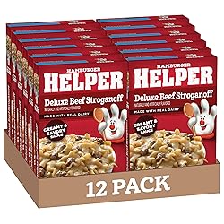 Hamburger Helper Deluxe Beef Stroganoff Pasta Meal (5.5 oz- 12 Pack) No Artificial Flavors, Ready in 3 Easy Steps, Quick Meals for Midweek Dinners, Busy Evenings & Families On-the-Go