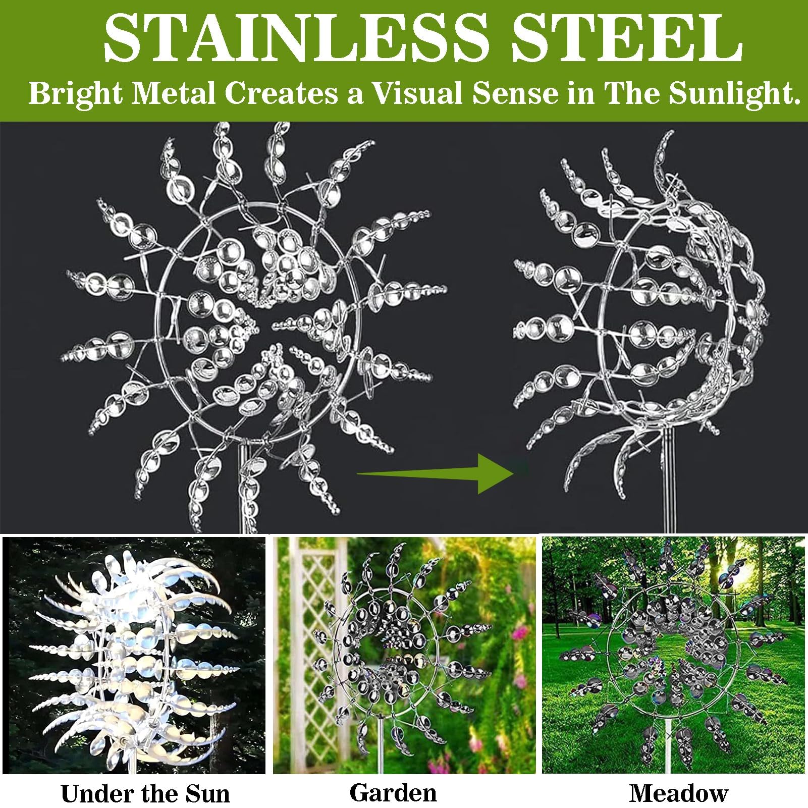 Windmill 3D Unique Metal Mulino a Vento in Metallo Scultura Cinetica 3D Alimentata dal Vento Mulino a Vento in Metallo Unico e Magico per Cortile, Patio, Giardino, Terrazze, Prato, Decorazione