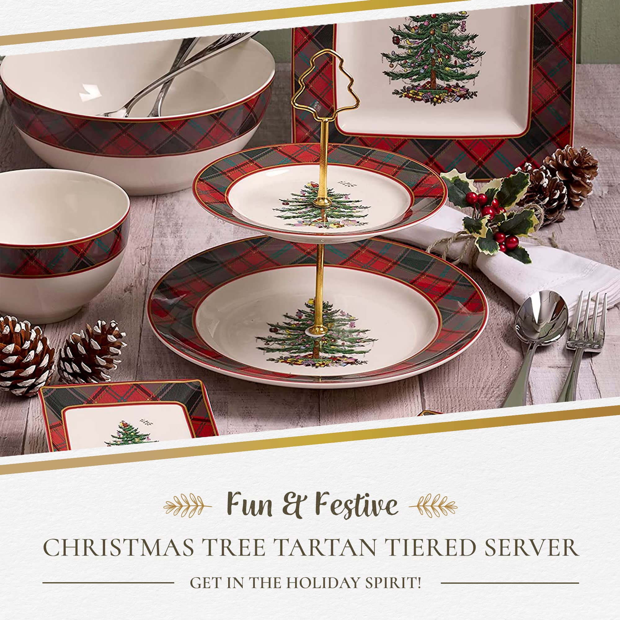 Spode クリスマスツリー プレート 2枚セット 英国製 スポード | クリスマスツリー | 【世界基準の品質】英国