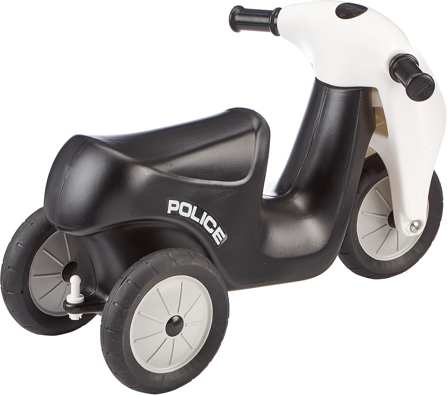 Dantoy Kids Sit & Ride Toy Scooter with Rubber Wheels and Trailer Tow Bar, Made in Denmark – Push Along Police Bike