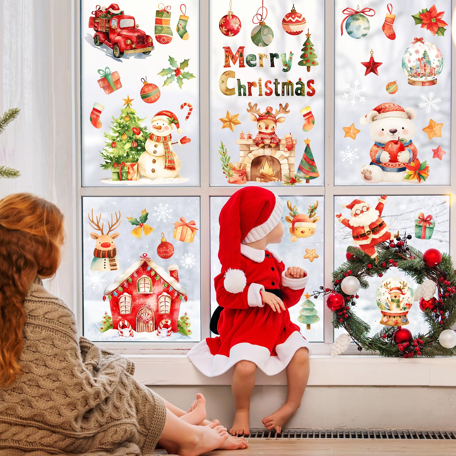 Produktbild von Fensterbilder Weihnachten Selbstklebend Weihnachtsdeko Fenstersticker Weihnachtsfenster