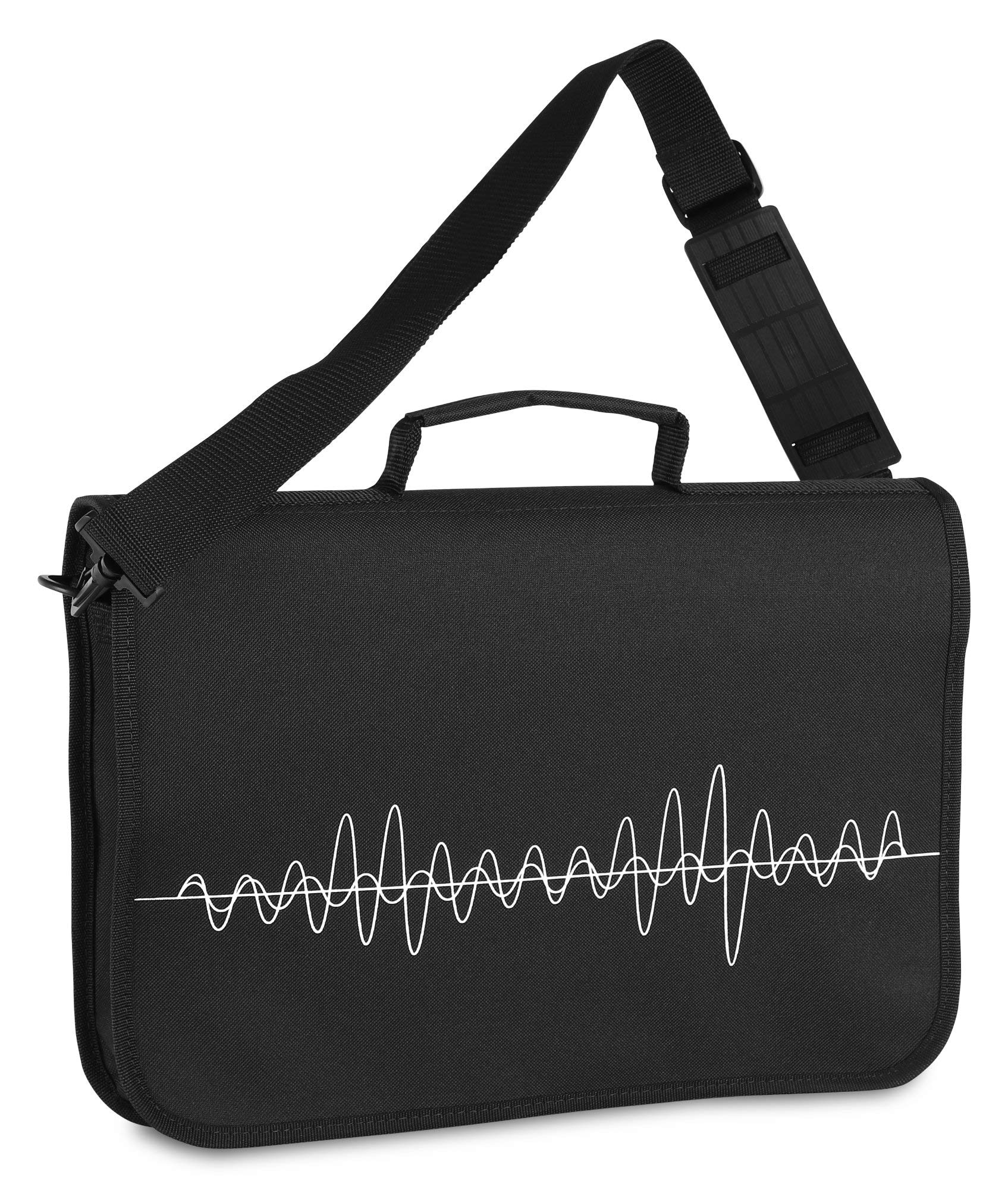 Classic Cantabile Borsa Portaspartiti - Borsa per Lezioni di Musica e Educazione Musicale Precoce - Per Spartiti Formato DIN e US - Tracolla - Tasche Interne per Accessori - Design Musicale - Nero