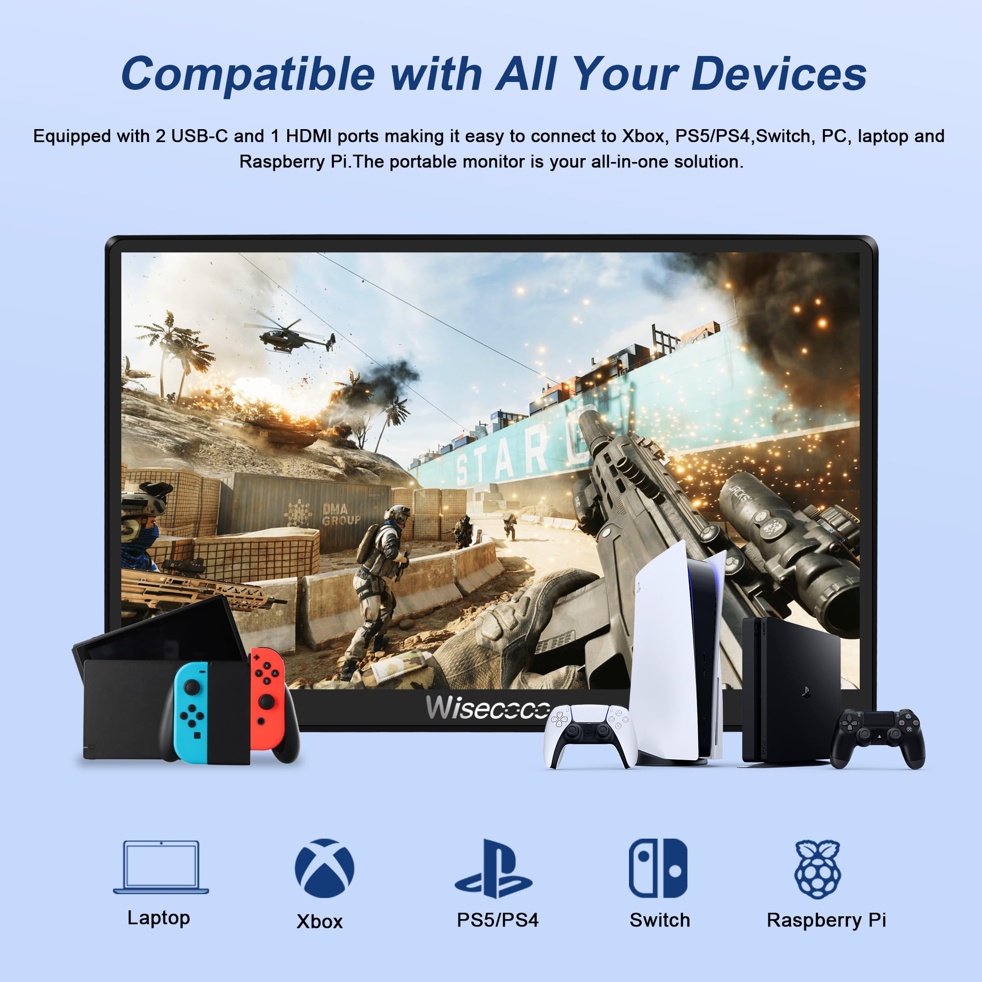 Amazon.co.jp: wisecoco 7インチ ポータブルモニター タッチスクリーン