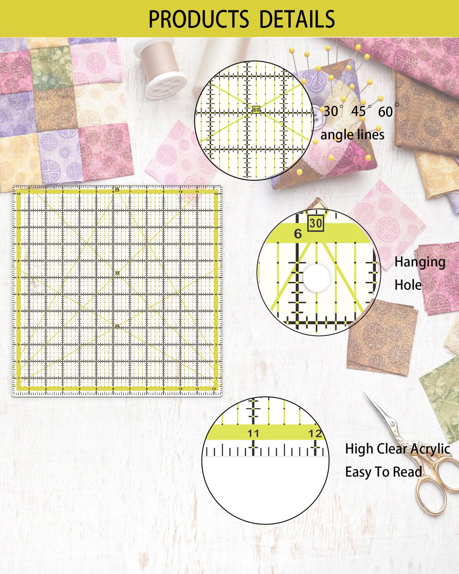 Snapklik.com : Karpoulra 7 Pack Quilting Rulers, Clear Acrylic Square ...