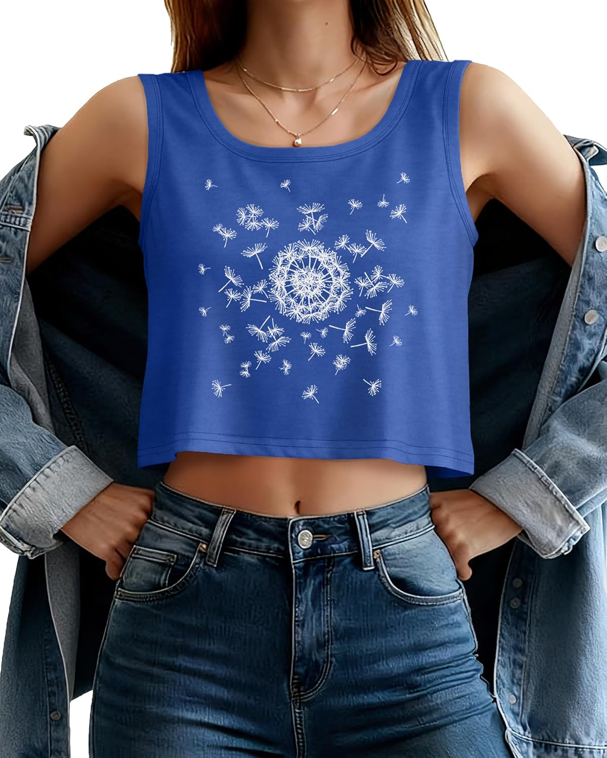 Womens Crop Tops Sleeeveless Cropped Tank Summer Scoop Neck Casual Loose Fit Basic Shirts - Image 3