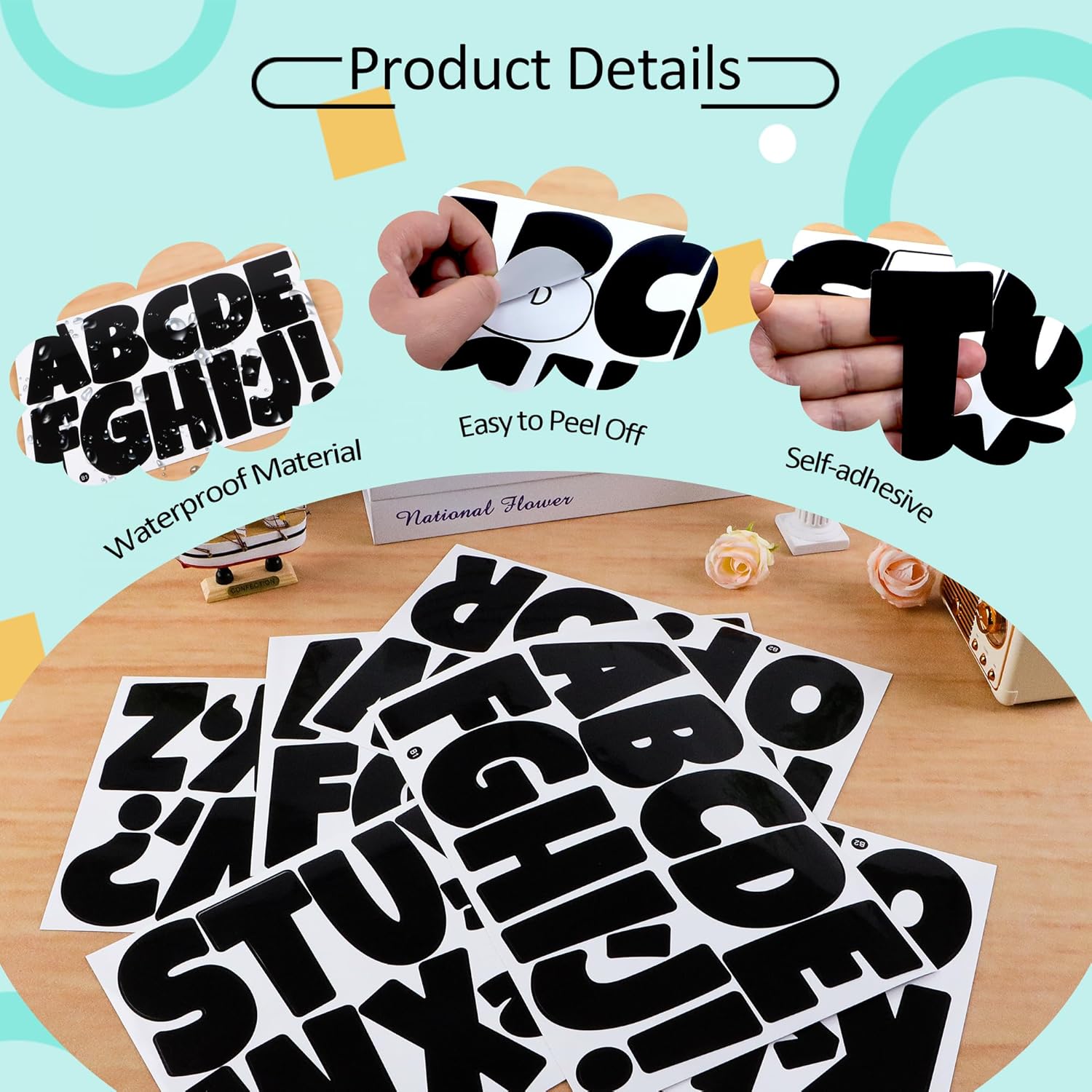 大型レターステッカー掲示板レターアルファベットステッカービニール自己粘着ステッカーポスター掲示板ウィンドウドアメールボックスクラフト