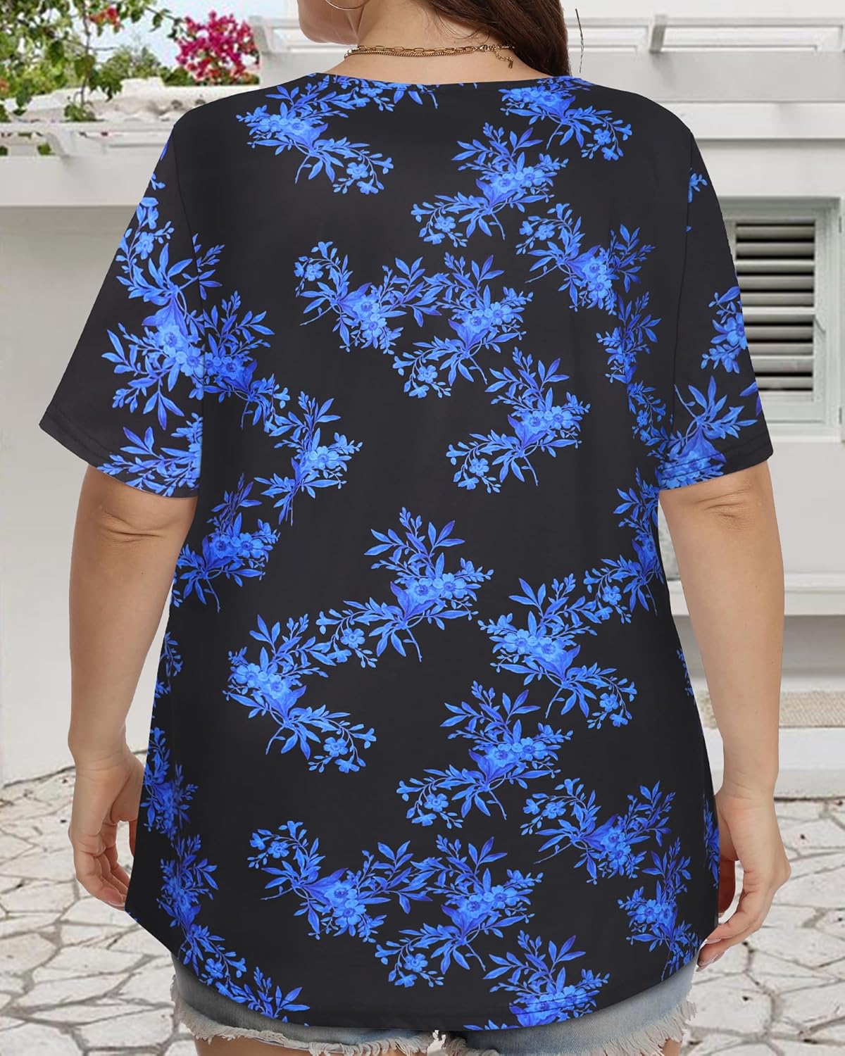 JOELLYUS Womens Plus Size Tops Short Sleeve Summer Tunic Casual Loose Fit Crewneck Shirts Blouse - Image 4