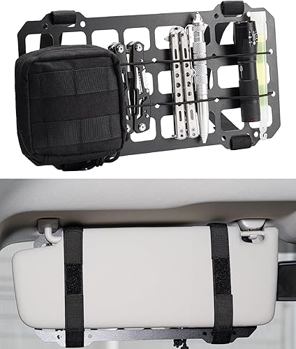 Miniatura 7 de Organizador de visera solar para automóvil, panel rígido MOLLE, estante de engranajes tácticos, bolsa de herramientas EDC para bolsa de