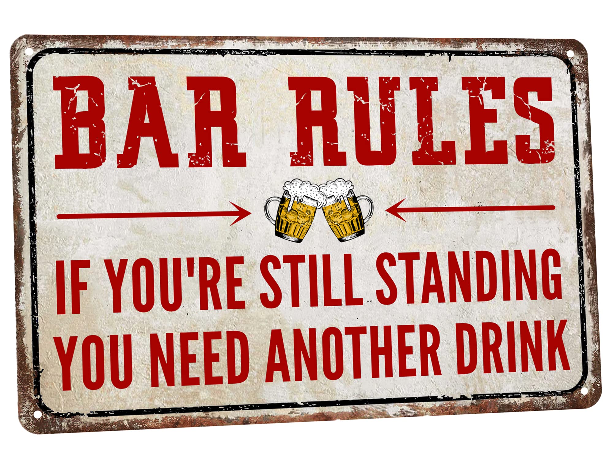 SMAZDFXX Decor' Funny Vintage Tin Signs Retro Metal Signs For Home Wall, Backyard, Cafes, Bar, Man Cave - Bar Rules 8"x12"