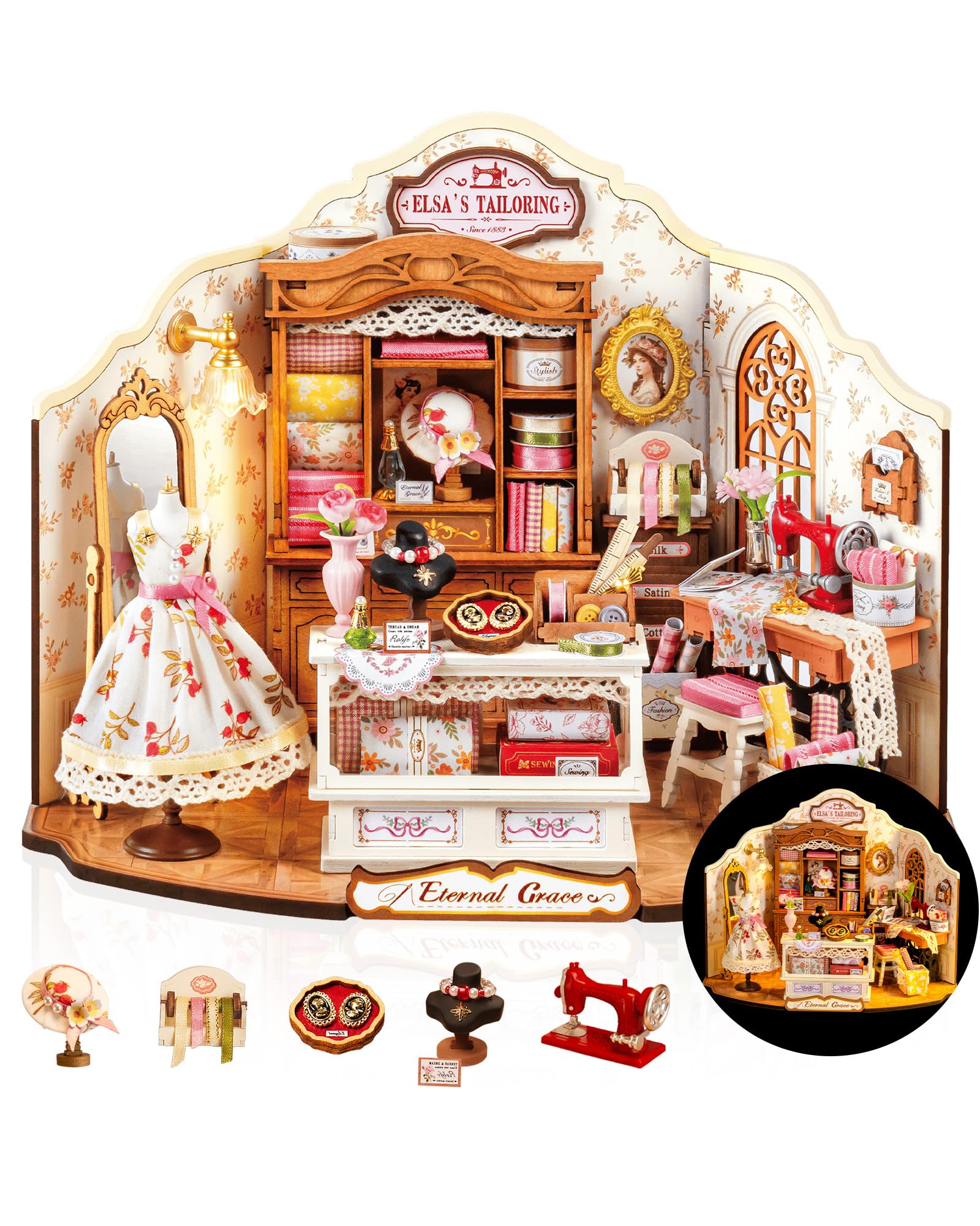 Amazon.com: Rolife DIY Miniature House Kit Elsa's Tailoring, Mini Dollhouse  Kit for Adults, Mini Room Building Kit for Teens, DIY Craft Kits for  Parents Friends Girls Boys (Elsa's Tailor Shop) : Toys