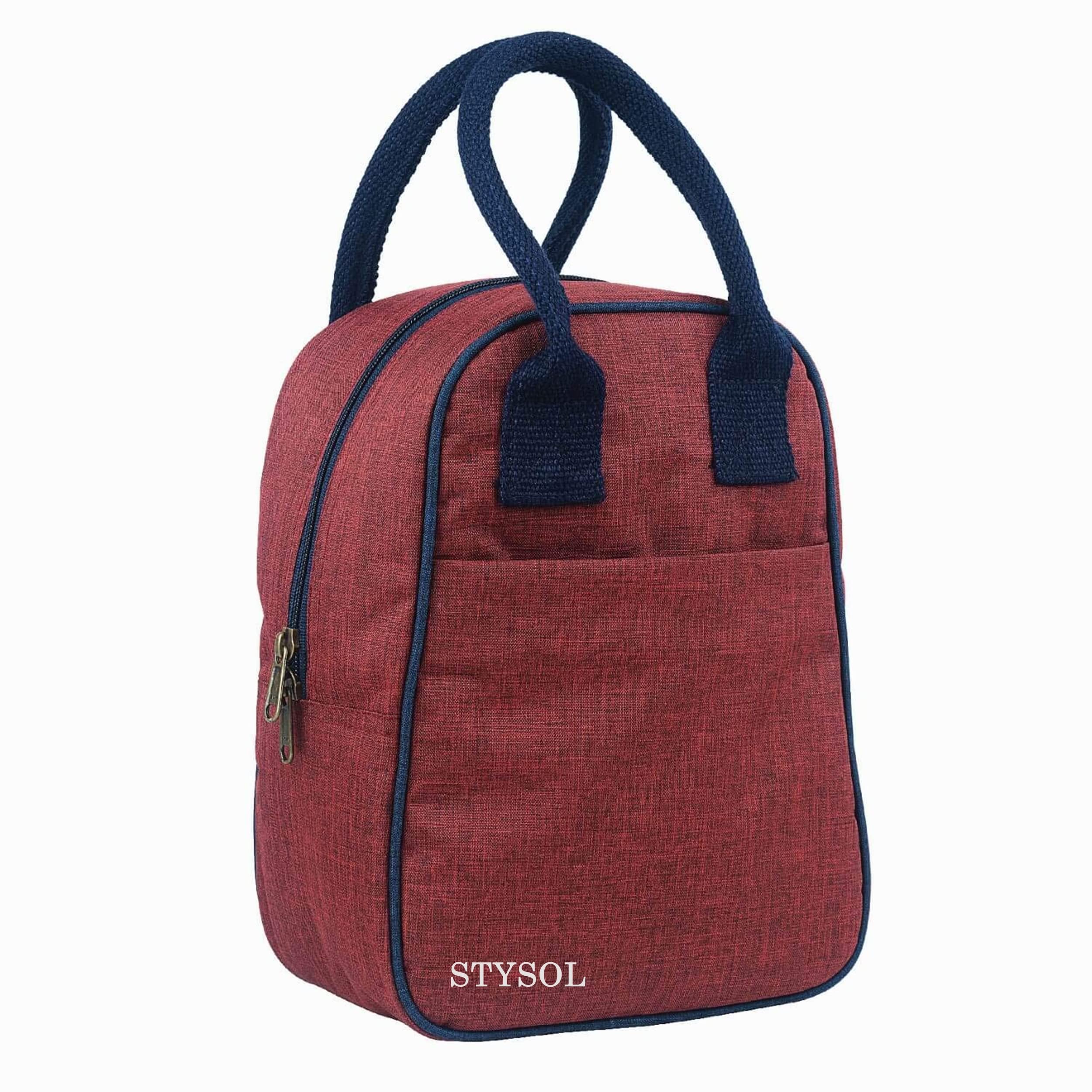 Stysol Lunch Bag For Office Men, Women And Kids, Canvas Tiffin Bags For School, Picnic, Work, Carry Bag For Lunch Bags (Red), 7 liter