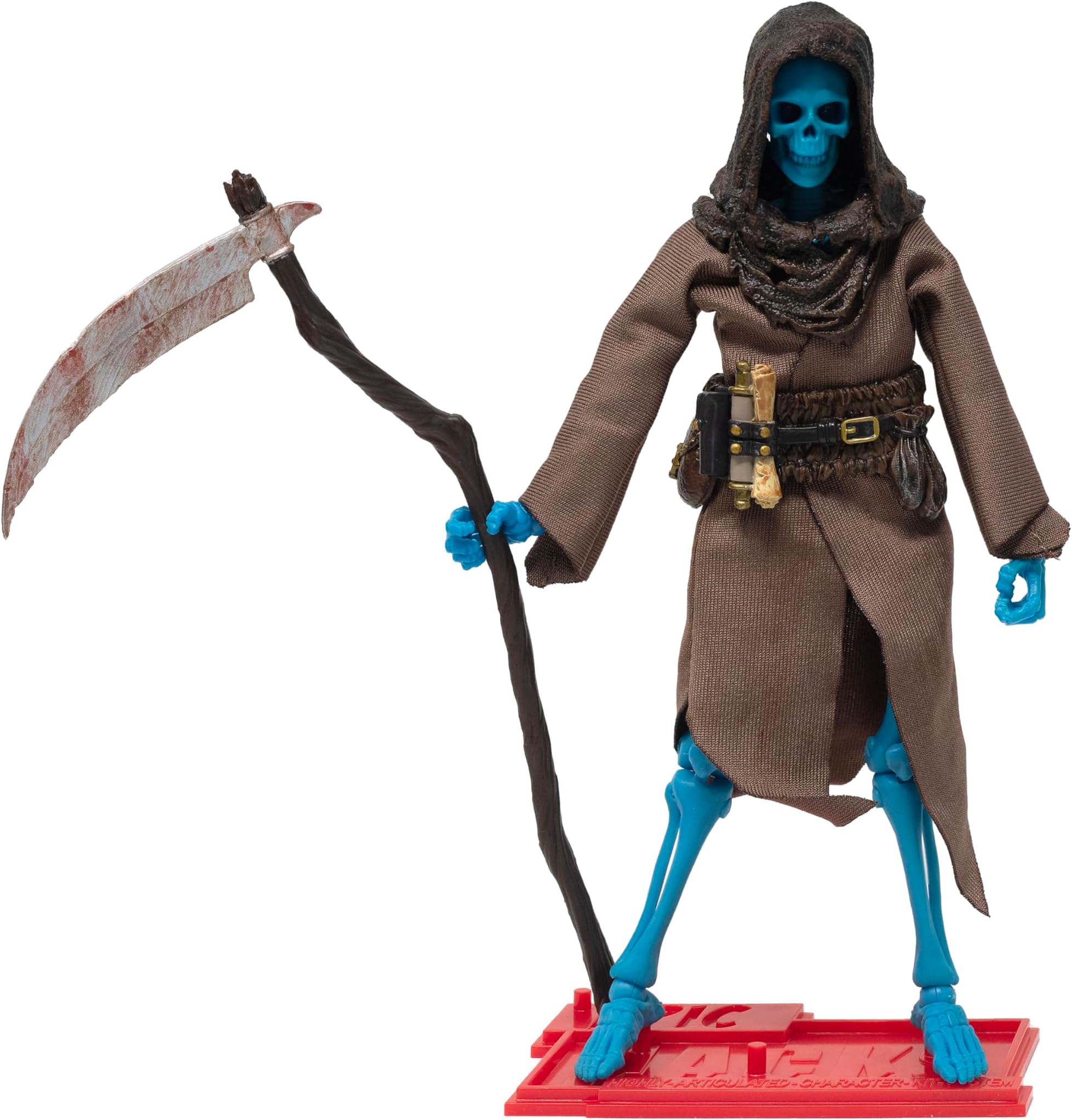 Epic H.A.C.K.S. Grim Spectre Skeleton Action Figure – Highly Articulated Collectible Figurine with Accessories – Magic Book, Flame, Scythe, Alternate Head & Hands, and Stand – 1:12