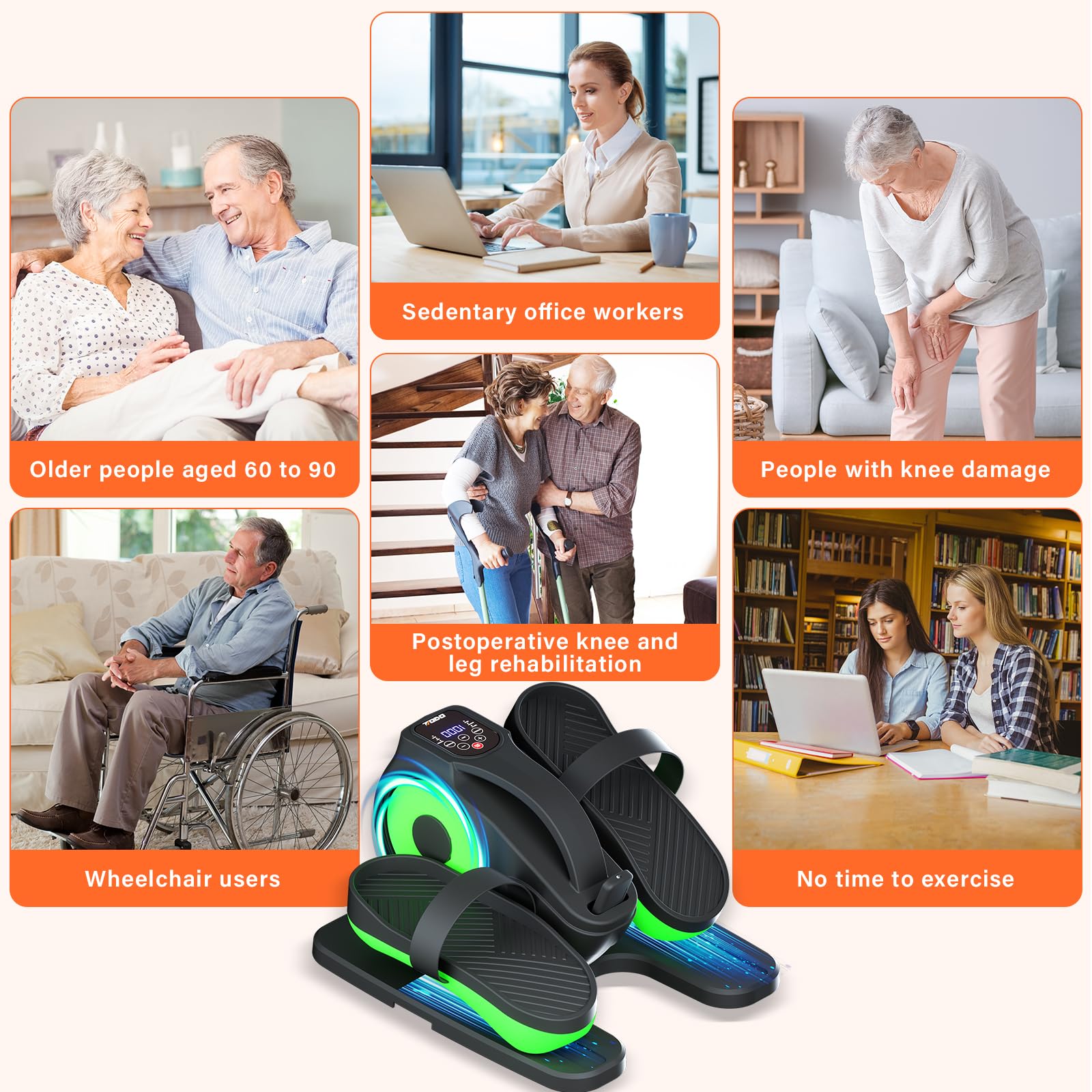 TODO Mini Eliptica Electrica, Pedaleador Electrico, Pedales Estaticos Personas Mayores Maquina Andar Sentado Bicicleta Eliptica Fitness para Casa para Ancianos