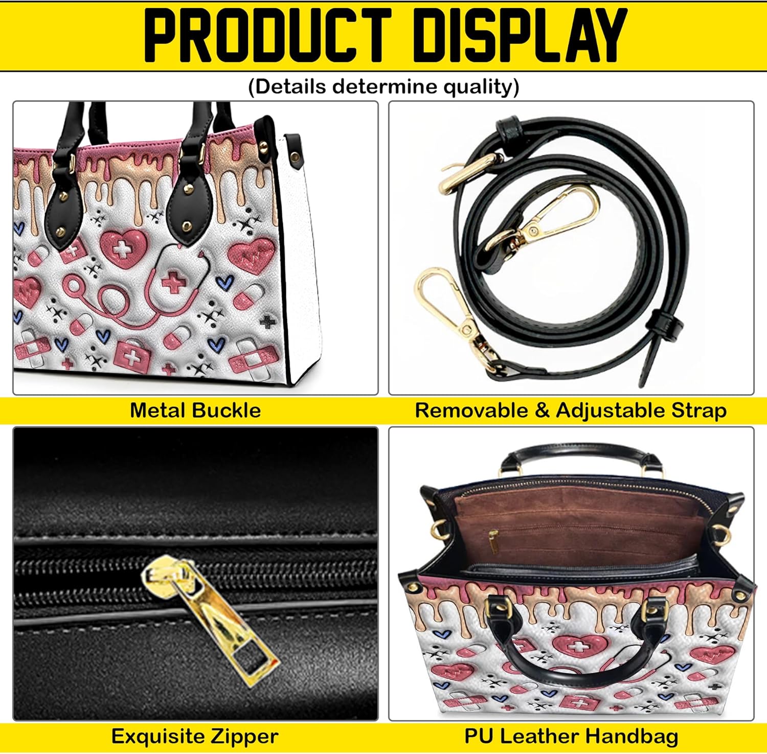 Nurse Handbag Set for Women – Medical Theme Purse with Matching Wallet, Nurse Gifts for Work & Everyday Use - Image 6