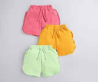 CERABI Cotton Printed Regular Fit Casual Short for Girls Pack of 3 Color - Multicolor