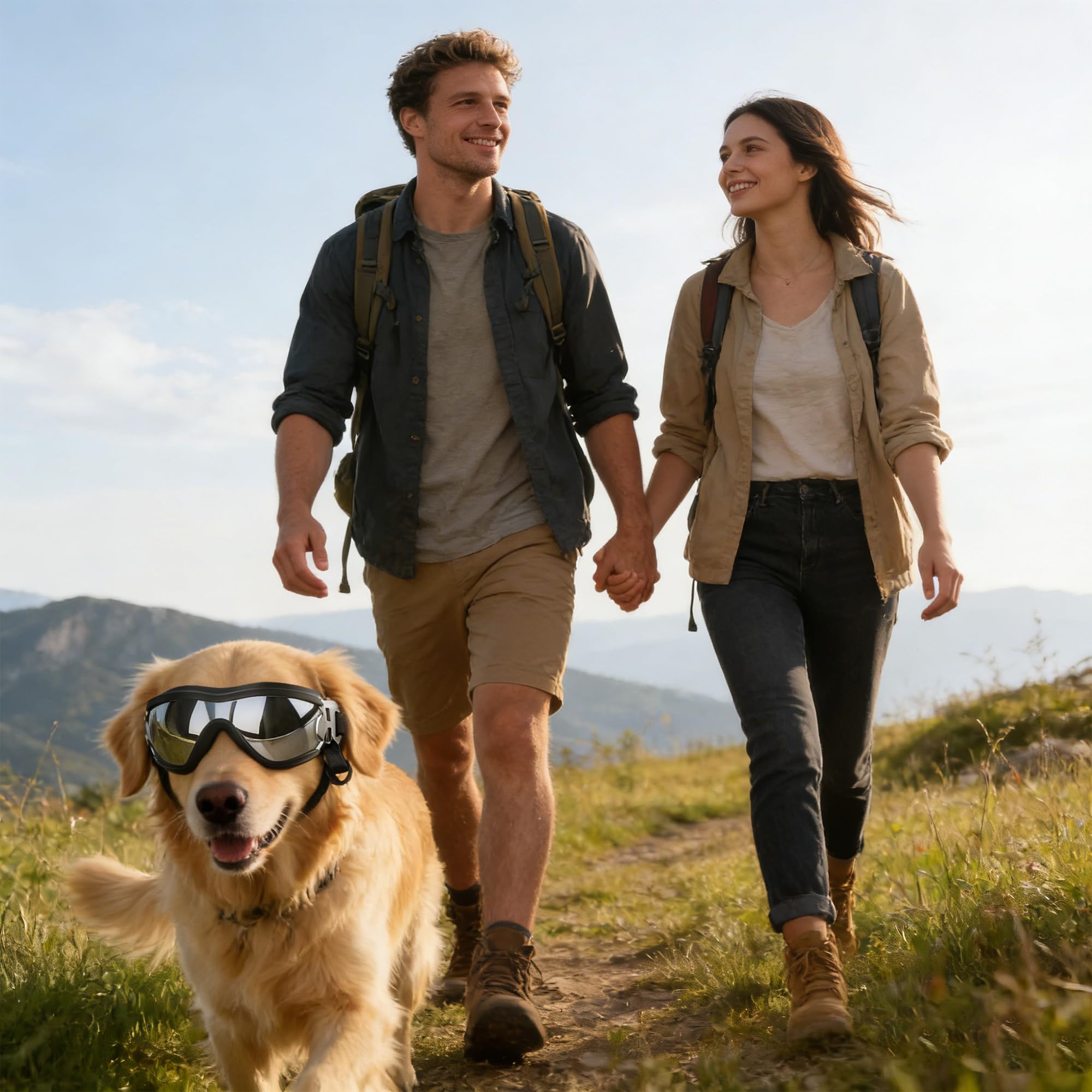 Occhiali per Cani, Occhiali Protettivi per Animali Domestici Resistenti Ai Raggi UV con Cinturino Elastico Regolabile Antivento Impermeabili (black1)