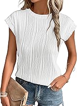 MOLERANI T-Shirts pour Femmes - Hauts Manches Courtes à Col Rond Tee-Shirt Uni en Tricot pour l'Été S-2XL