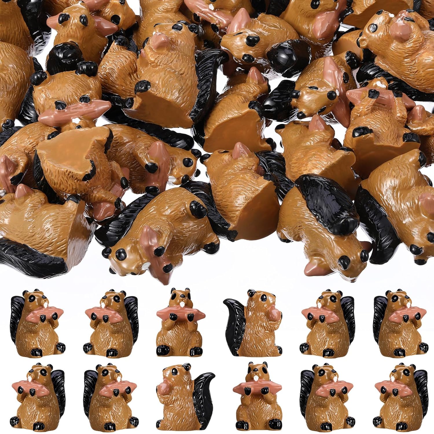 Soulchen 50 Pcs Mini Resin Beavers Figurines Miniature Animal Statue Tiny Beaver Figure, Custom Resin Castor Decor for Desktop Micro Landscape Scenes Fairy Garden Accessories